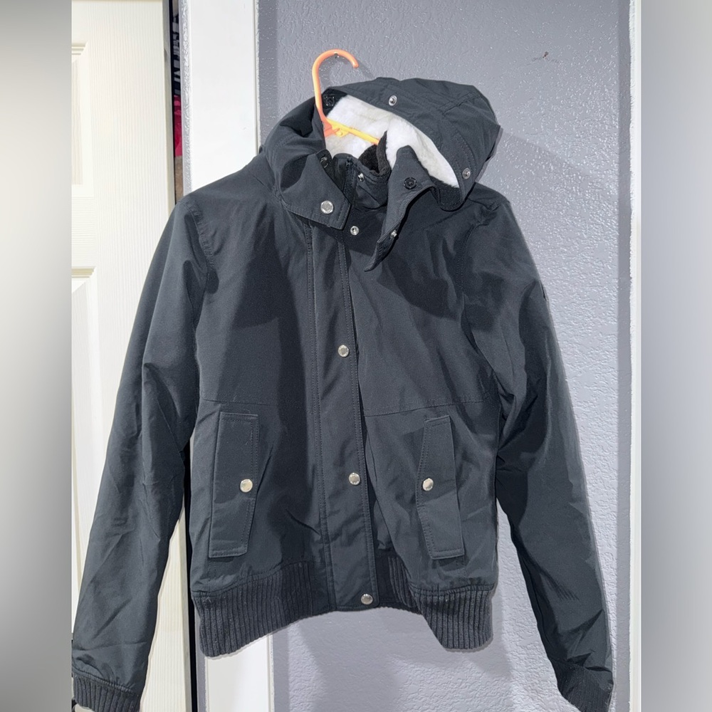 Hollister Black Bomber Jacket with Hood